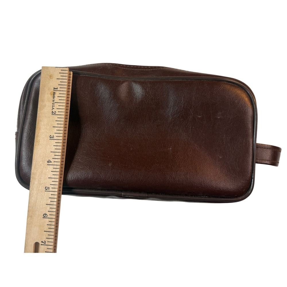 Vintage Sergio Valente Dopp Kit Travel Toiletry Bag Brown Leather Vinyl 80s - Picture 6 of 9